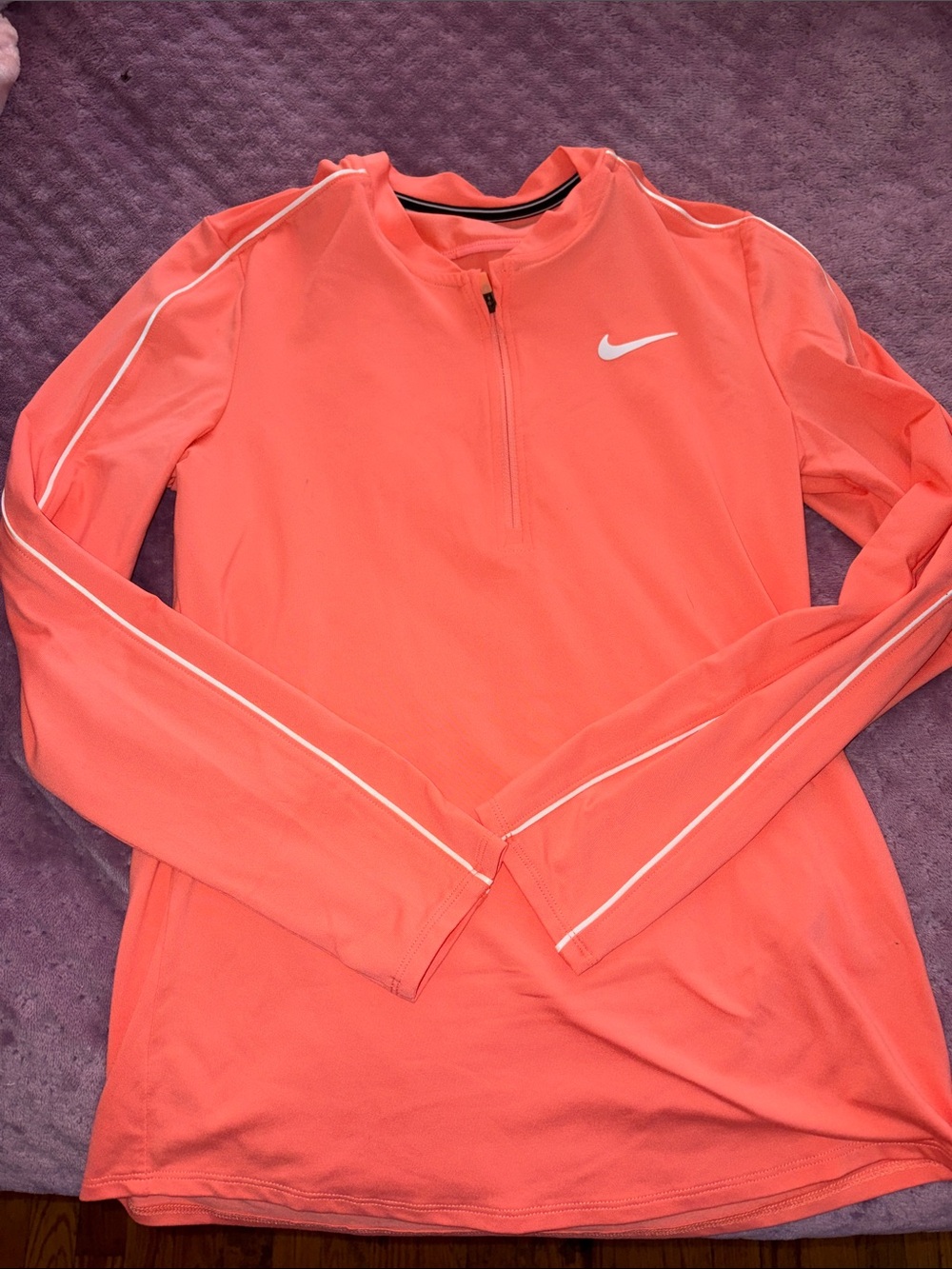 Nike Coral Pink Long-Sleeve Quarter-Zip Athletic Top